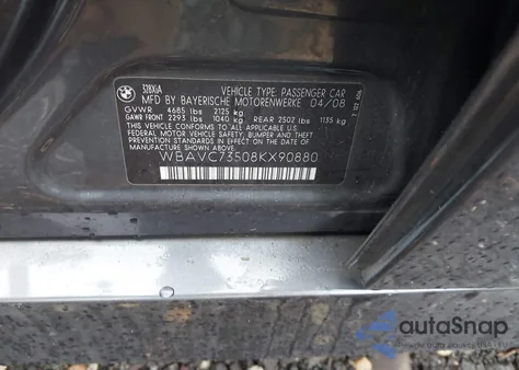 2008 BMW 328Xi from USA, damaged, VIN WBAVC73508KX90880